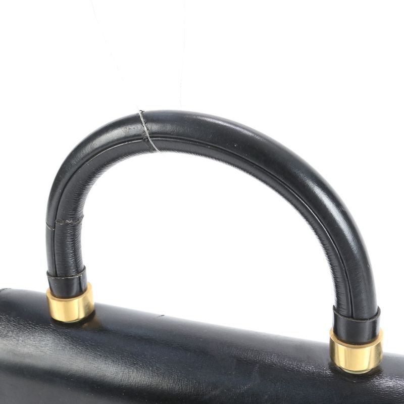 Vintage Christian Dior Leather Handbag Tote Black Women's ECM Cx38-4