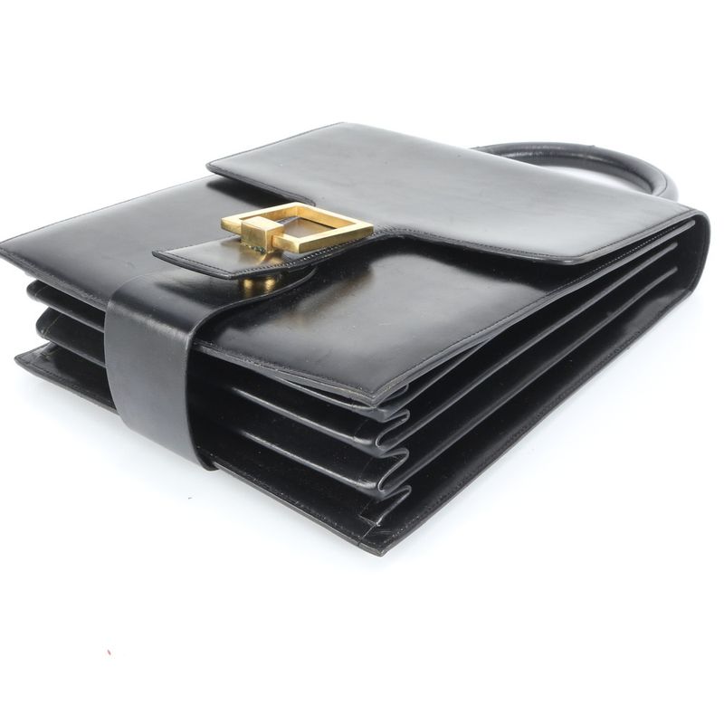 Vintage Christian Dior Leather Handbag Tote Black Women's ECM Cx38-4