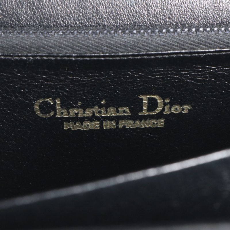 Vintage Christian Dior Leather Handbag Tote Black Women's ECM Cx38-4