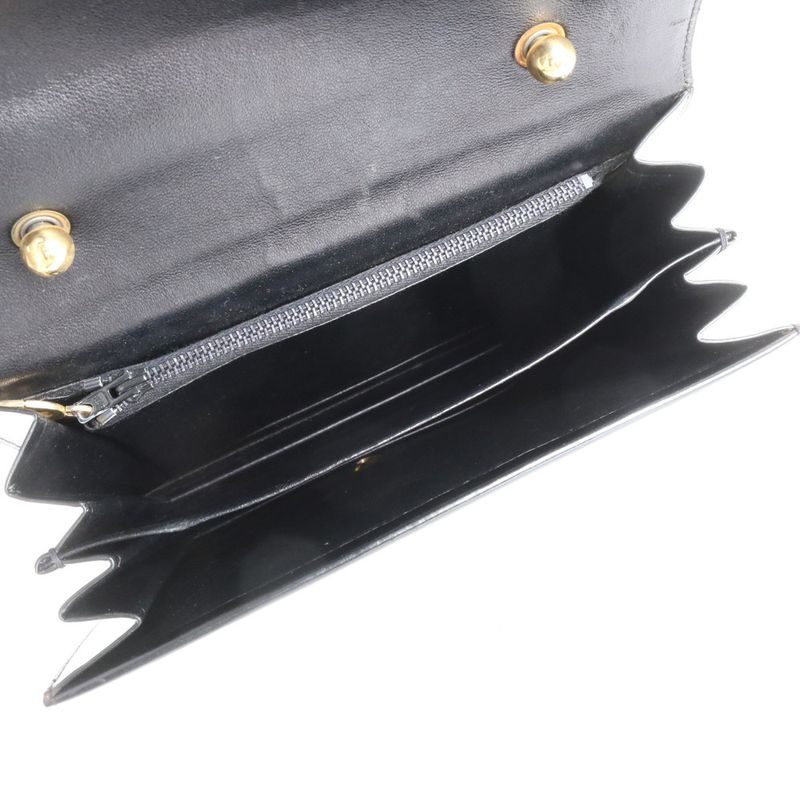 Vintage Christian Dior Leather Handbag Tote Black Women's ECM Cx38-4