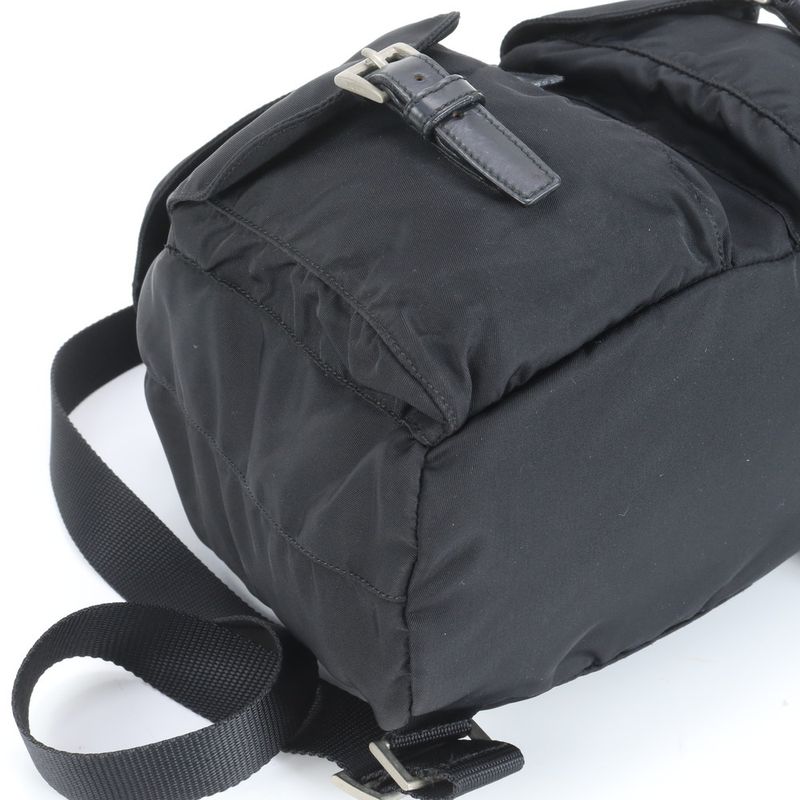 Prada Authenticity With Card Tessuto Nylon Triangle Logo B6677 Leather Backpack