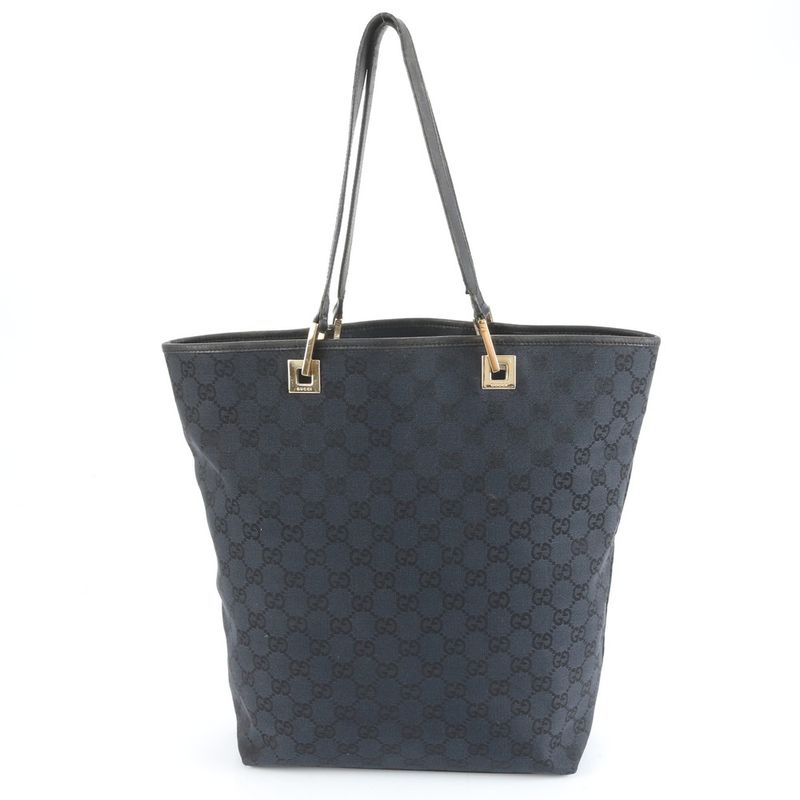 Gucci GG Canvas 002-1098 Leather Tote Bag Shoulder Hand Black Women's RRM Cy4-10