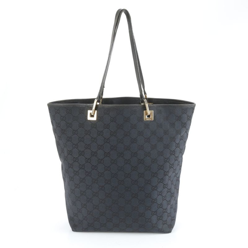 Gucci GG Canvas 002-1098 Leather Tote Bag Shoulder Hand Black Women's RRM Cy4-10