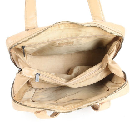 Chanel With Serial Seal Wild Stitch Coco Mark Leather Tote Bag Shoulder Beige