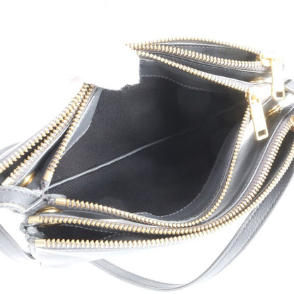 Celine Trio Small Leather Shoulder Bag Crossbody Black Women RRE Cz42-8