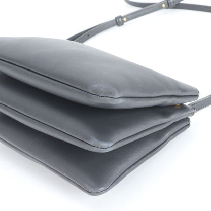 Celine Trio Small Leather Shoulder Bag Crossbody Black Women RRE Cz42-8