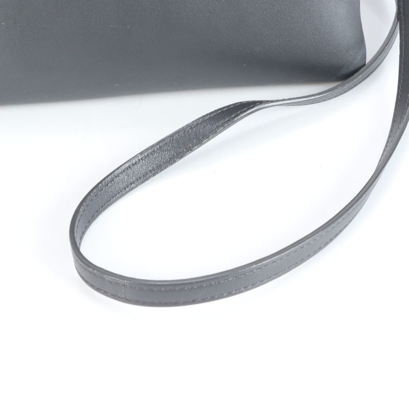 Celine Trio Small Leather Shoulder Bag Crossbody Black Women RRE Cz42-8