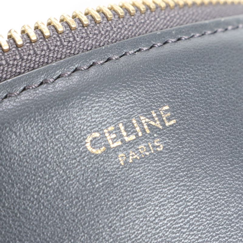 Celine Trio Small Leather Shoulder Bag Crossbody Black Women RRE Cz42-8