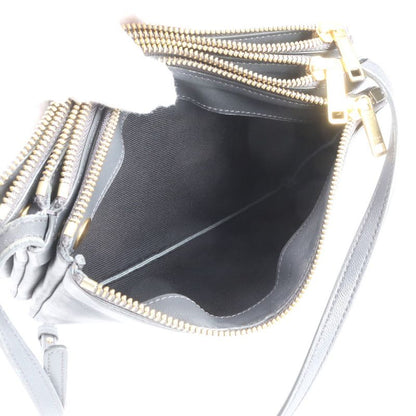 Celine Trio Small Leather Shoulder Bag Crossbody Black Women RRE Cz42-8