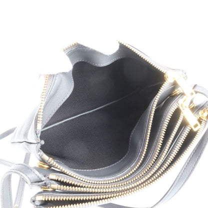 Celine Trio Small Leather Shoulder Bag Crossbody Black Women RRE Cz42-8