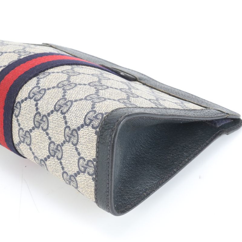 Gucci GG Supreme Sherry Line Leather Second Bag Clutch 84 01 Pouch Commuter