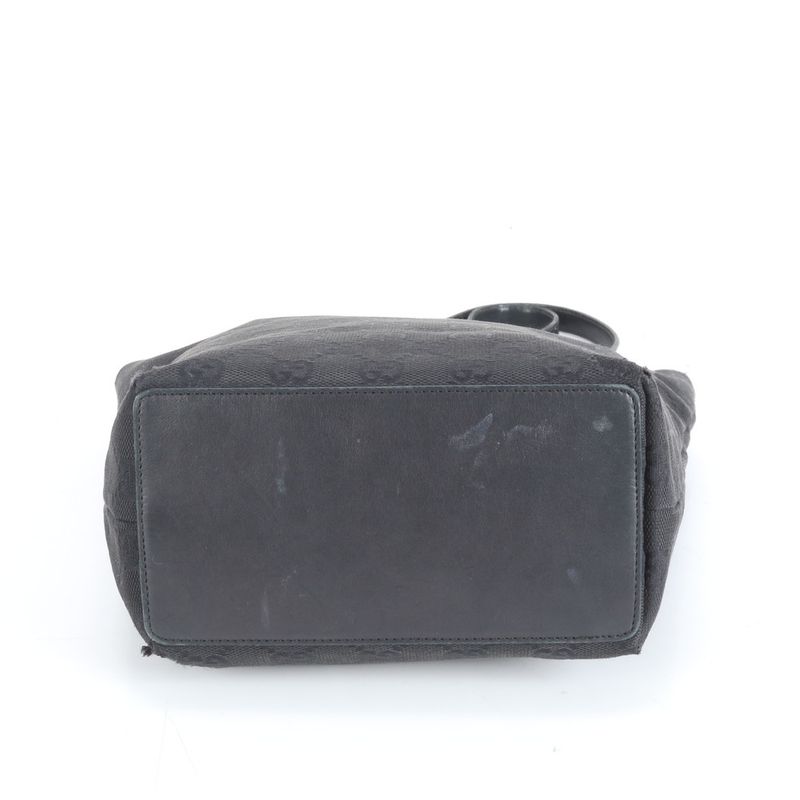 Gucci GG Canvas Leather Tote Bag Shoulder 31244 Black Genuine Leather Women RRE