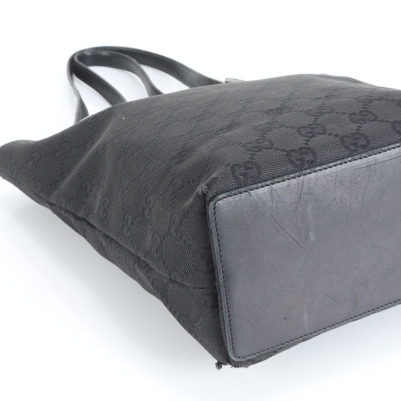 Gucci GG Canvas Leather Tote Bag Shoulder 31244 Black Genuine Leather Women RRE