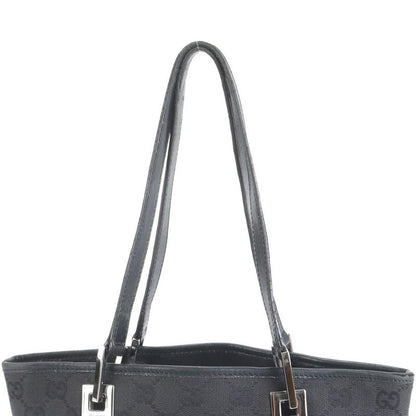 Gucci GG Canvas Leather Tote Bag Shoulder 31244 Black Genuine Leather Women RRE
