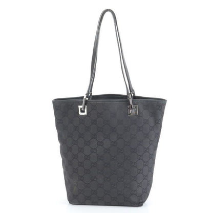 Gucci GG Canvas Leather Tote Bag Shoulder 31244 Black Genuine Leather Women RRE