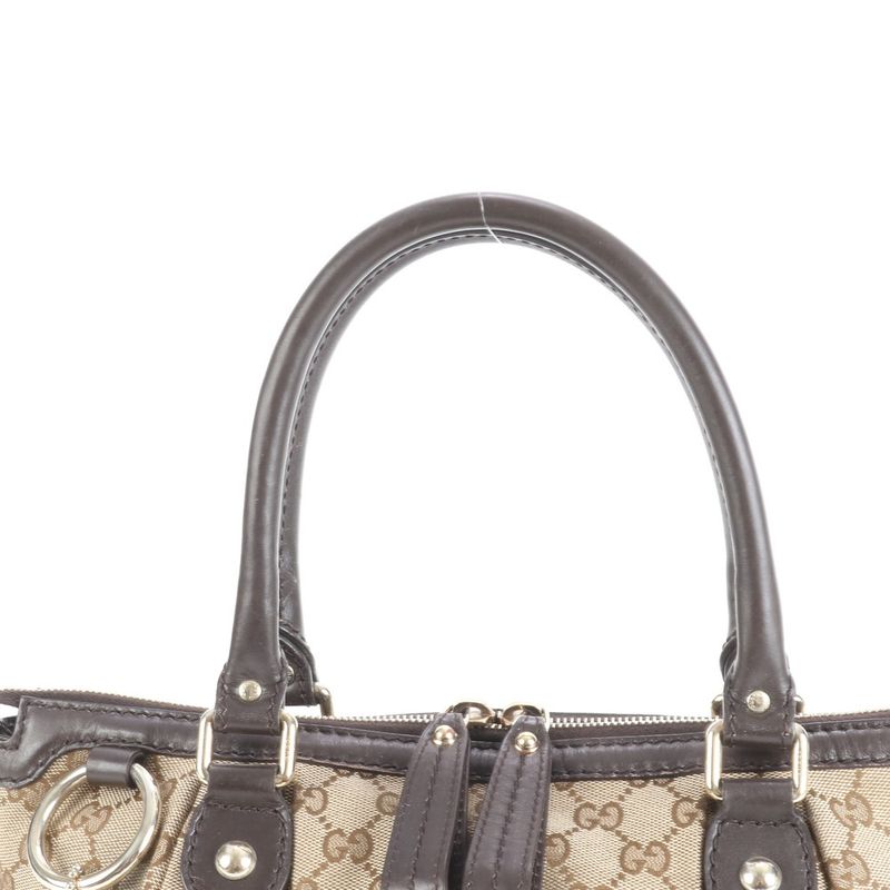 Gucci GG Canvas Sookie Leather 2WAY Tote Bag Crossbody Shoulder 247902 Brown