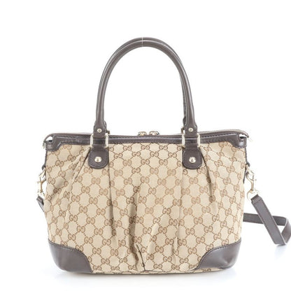 Gucci GG Canvas Sookie Leather 2WAY Tote Bag Crossbody Shoulder 247902 Brown