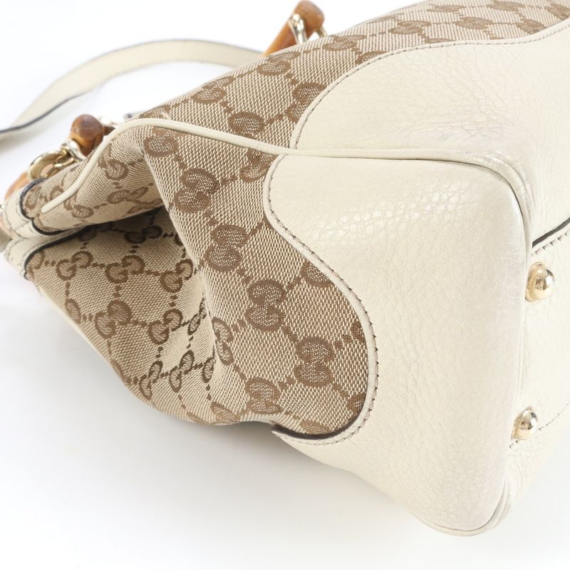 Gucci GG Canvas Diana Bamboo Leather 2WAY Shoulder Bag Crossbody Tote 308360