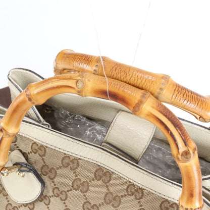 Gucci GG Canvas Diana Bamboo Leather 2WAY Shoulder Bag Crossbody Tote 308360