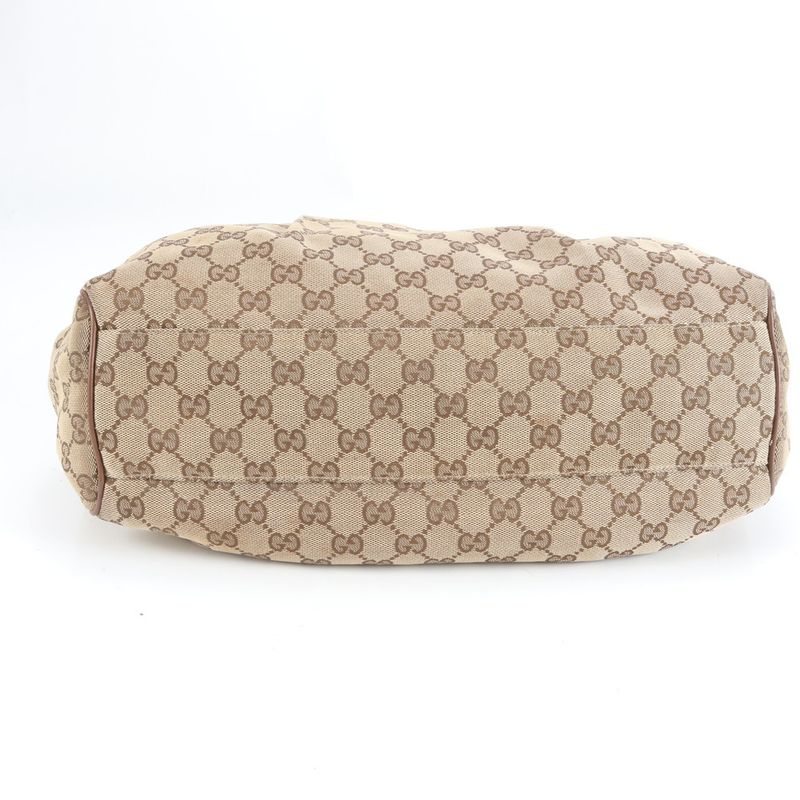 Gucci GG Canvas Sookie Leather Tote Bag Shoulder 011944 Brown Genuine Leather