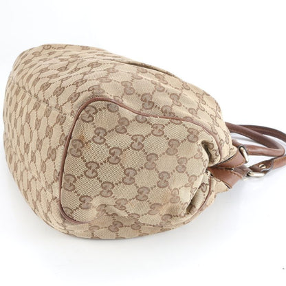 Gucci GG Canvas Sookie Leather Tote Bag Shoulder 011944 Brown Genuine Leather