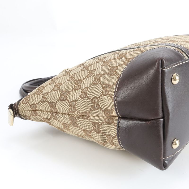 Gucci GG Canvas Lovely Heart Leather Tote Bag Shoulder 257069 Brown Women RRE