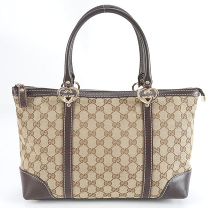 Gucci GG Canvas Lovely Heart Leather Tote Bag Shoulder 257069 Brown Women RRE