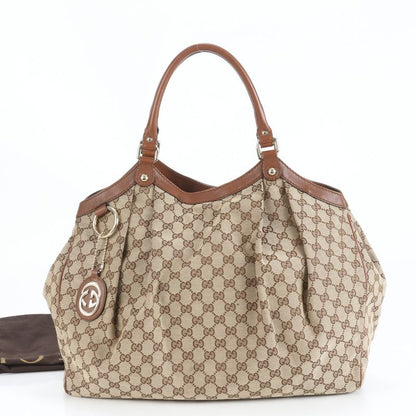 Gucci GG Canvas Sookie Leather Tote Bag Shoulder 211943 Brown A4 Genuine