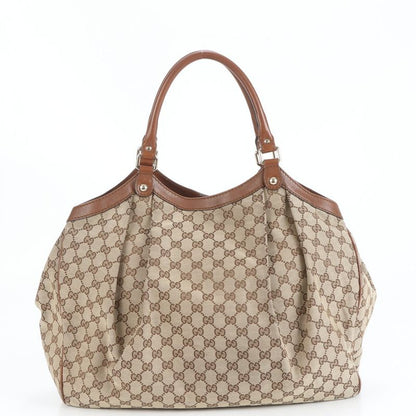 Gucci GG Canvas Sookie Leather Tote Bag Shoulder 211943 Brown A4 Genuine
