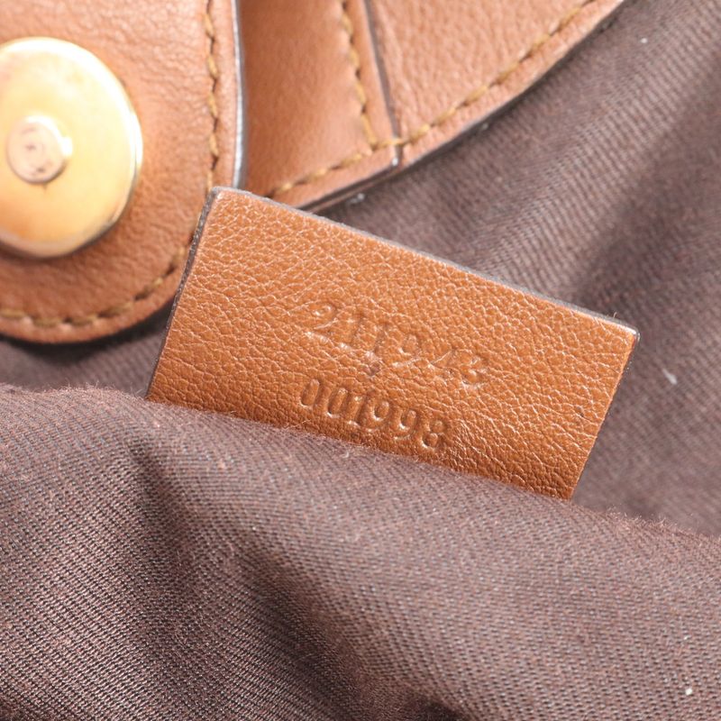 Gucci GG Canvas Sookie Leather Tote Bag Shoulder 211943 Brown A4 Genuine