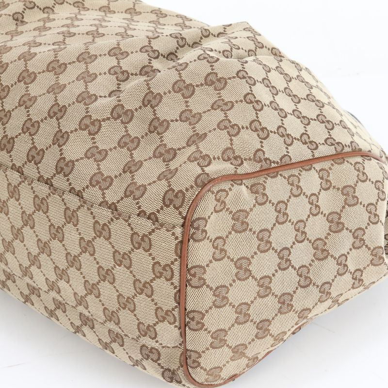 Gucci GG Canvas Sookie Leather Tote Bag Shoulder 211943 Brown A4 Genuine