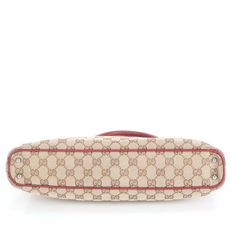 Gucci GG Canvas Leather Tote Bag Shoulder Hand 113015 Silver Hardware Genuine