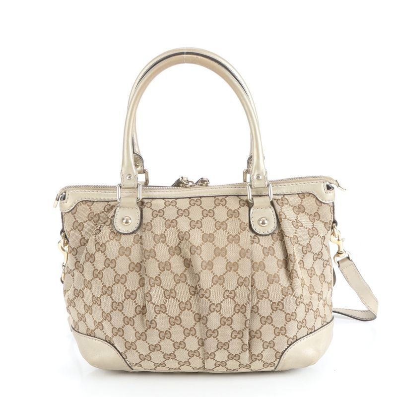 Gucci GG Canvas Sookie 247902 Leather 2WAY Shoulder Bag Crossbody Tote Brown