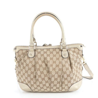 Gucci GG Canvas Sookie 247902 Leather 2WAY Shoulder Bag Crossbody Tote Brown