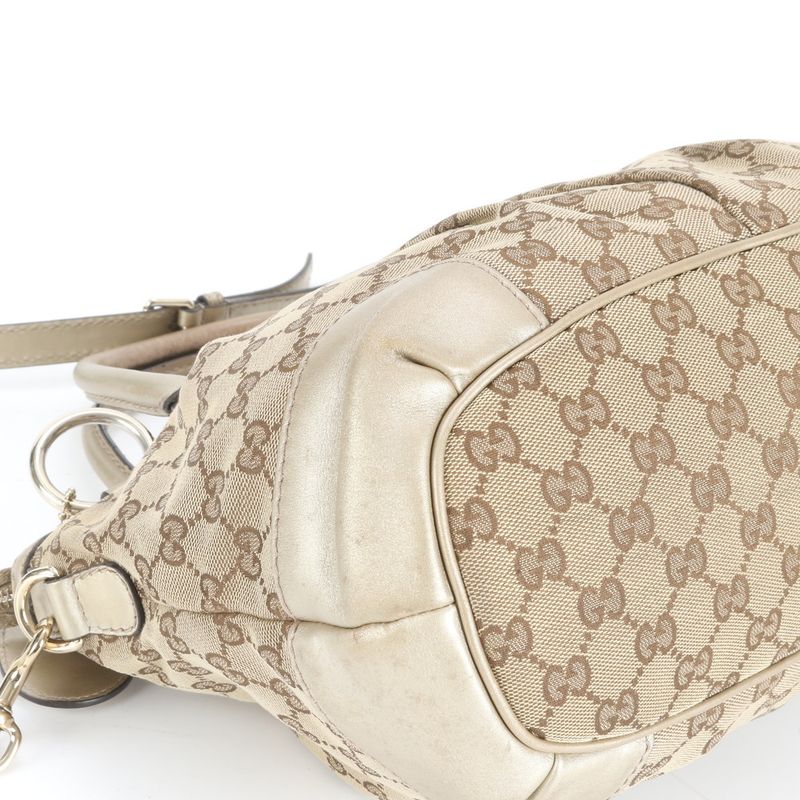 Gucci GG Canvas Sookie 247902 Leather 2WAY Shoulder Bag Crossbody Tote Brown