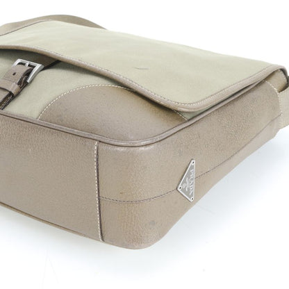 Prada Triangle Logo Leather Shoulder Bag Crossbody Messenger Business Commuter
