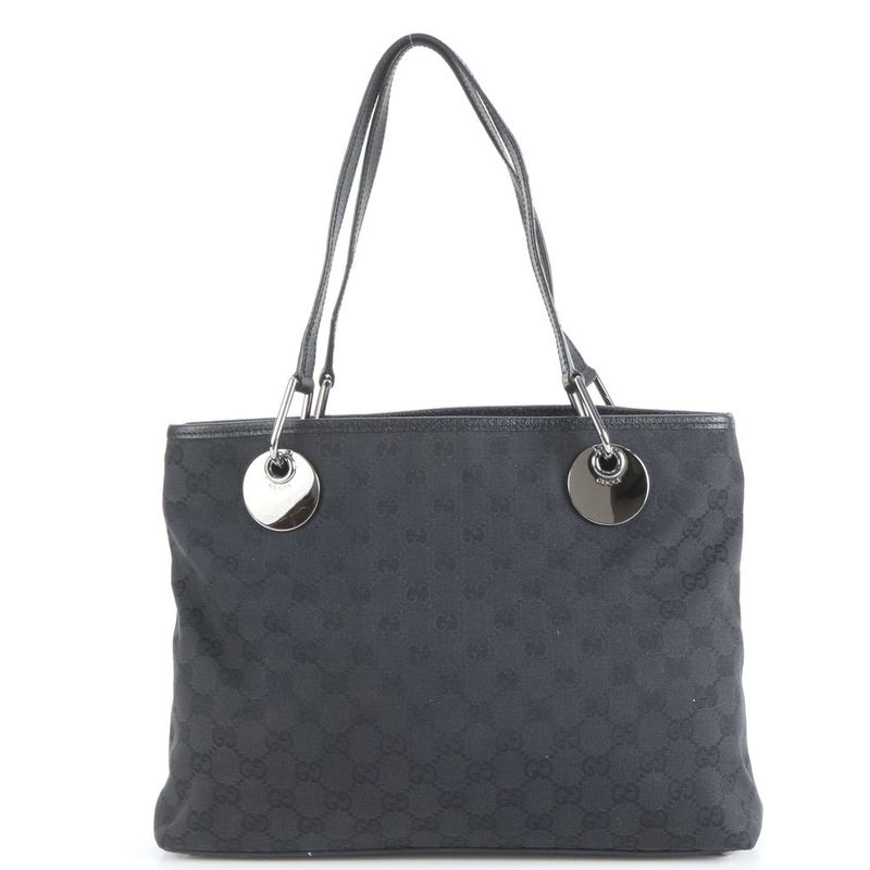 Gucci GG Canvas Eclipse Leather Tote Bag Shoulder 120837 Black Women's RRE