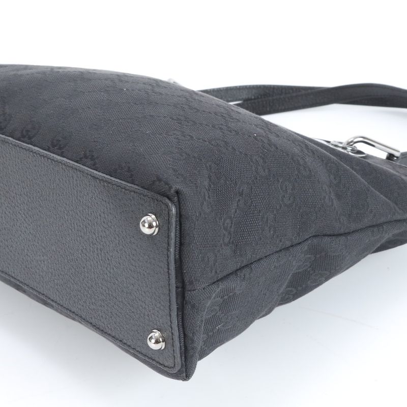 Gucci GG Canvas Eclipse Leather Tote Bag Shoulder 120837 Black Women's RRE