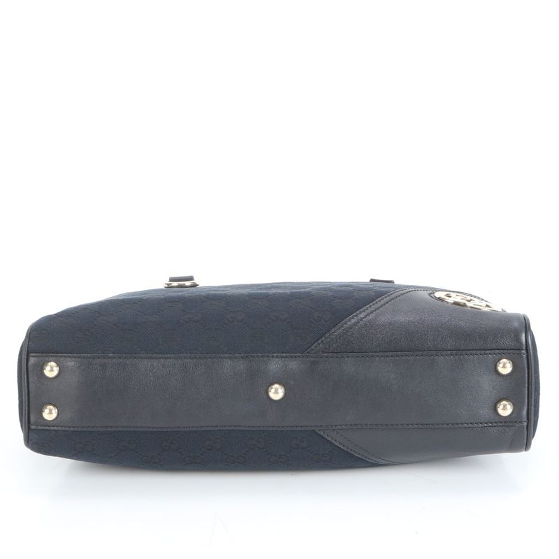 Gucci GG Canvas New Britt Leather Tote Bag Shoulder 169971 Black Women's RRE