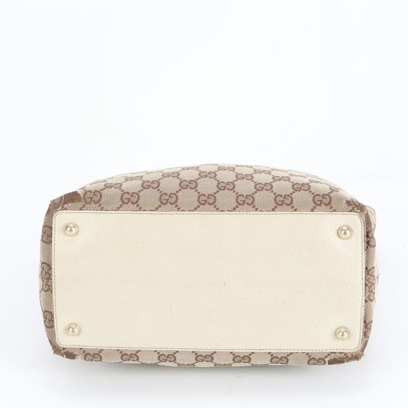 Gucci GG Canvas Eclipse Leather Tote Bag Shoulder 120836 Brown Genuine Leather