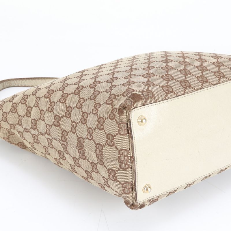 Gucci GG Canvas Eclipse Leather Tote Bag Shoulder 120836 Brown Genuine Leather