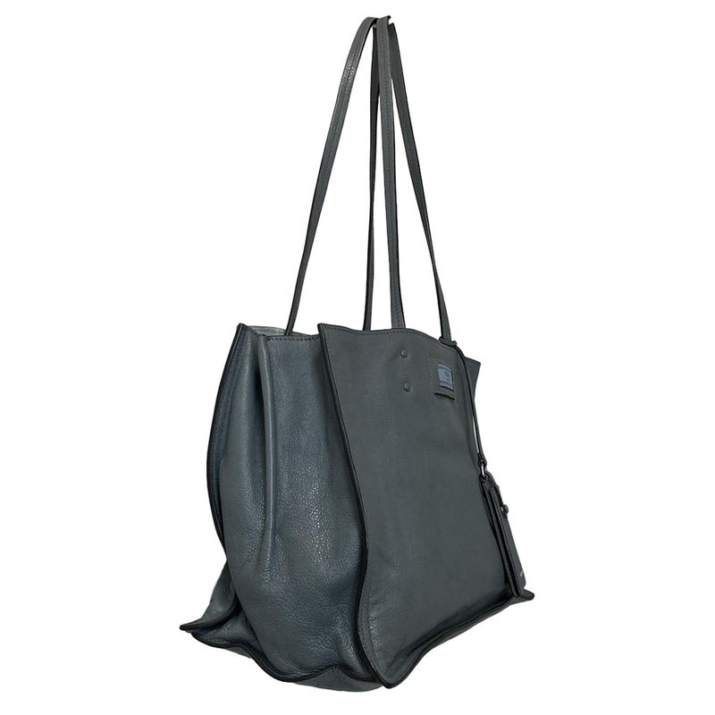 Prada Tote Bag Etiquette Blue Gray Leather