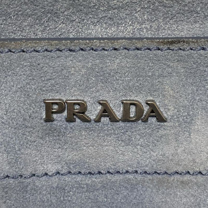 Prada Tote Bag Etiquette Blue Gray Leather