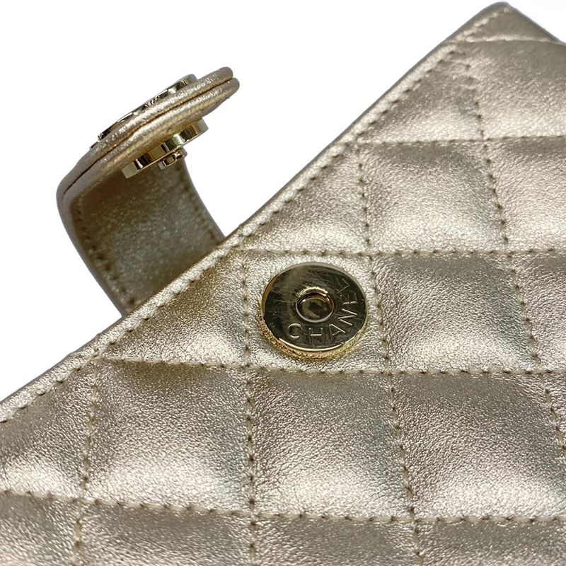 Chanel Coin Case Beautiful Matelasse Gold Hardware /O Mini Pochette Leather