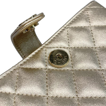 Chanel Coin Case Beautiful Matelasse Gold Hardware /O Mini Pochette Leather