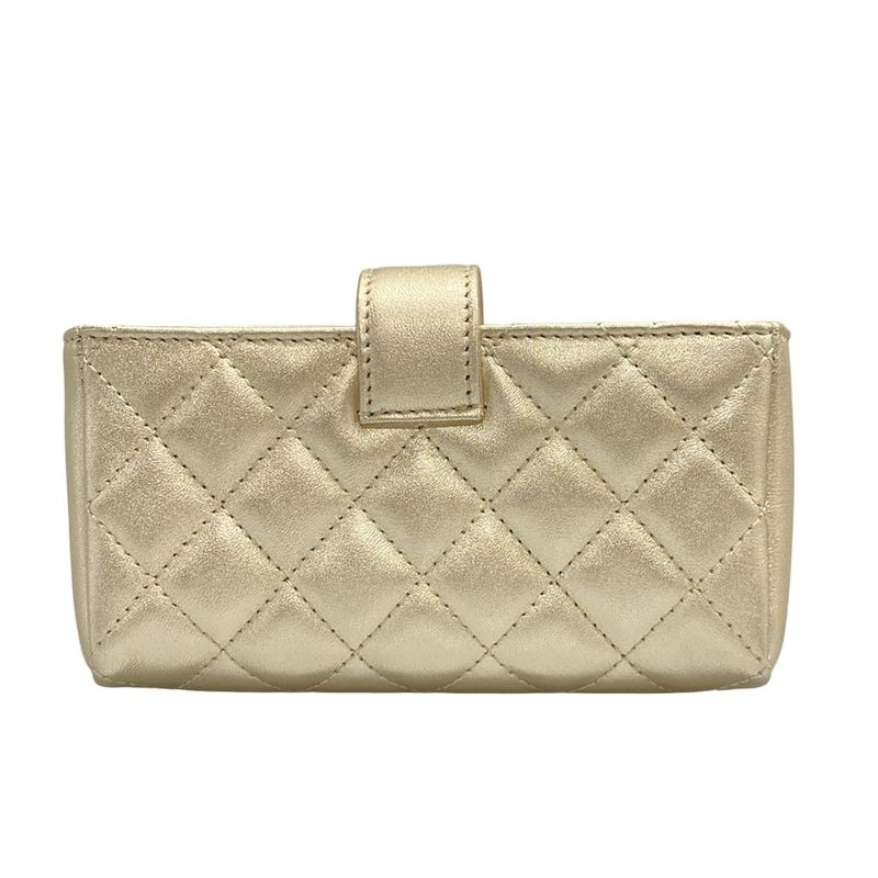 Chanel Coin Case Beautiful Matelasse Gold Hardware /O Mini Pochette Leather