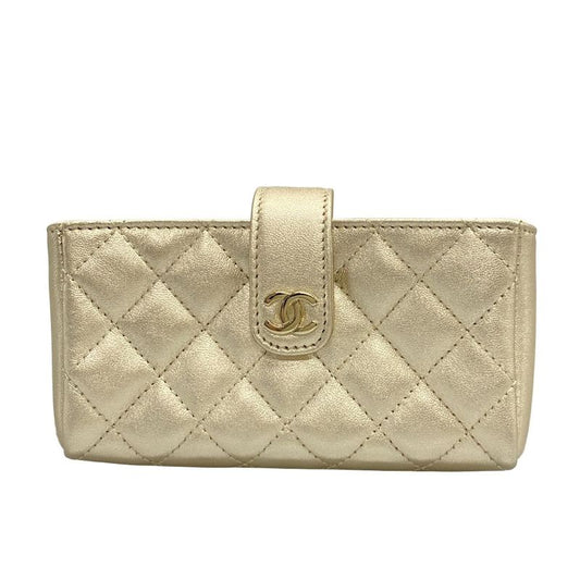 Chanel Coin Case Beautiful Matelasse Gold Hardware /O Mini Pochette Leather