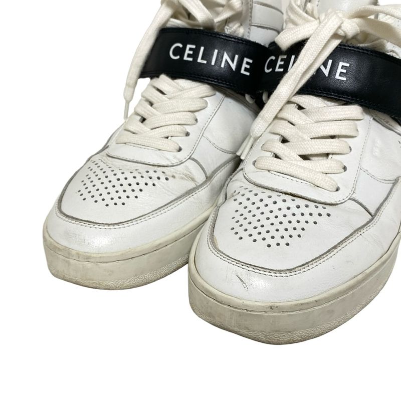 Celine Sneakers 38 Women - White And Black High Cut Leather