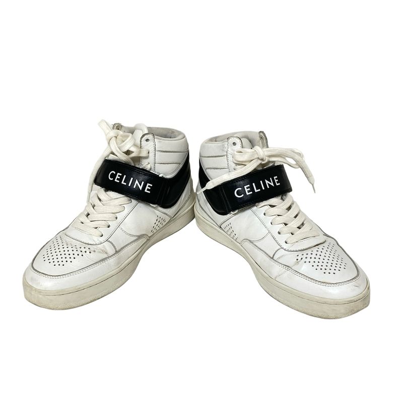 Celine Sneakers 38 Women - White And Black High Cut Leather