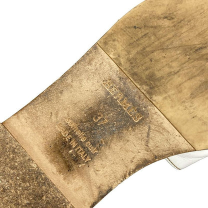 Hermes Sandals 37 Oran White With Reupholstered Sole Leather